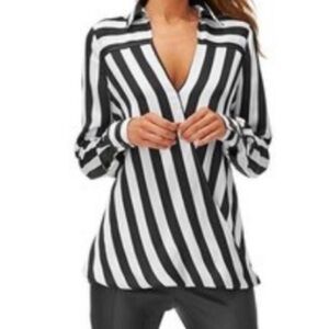 Long Tall Sally Monochrome Striped Blouse